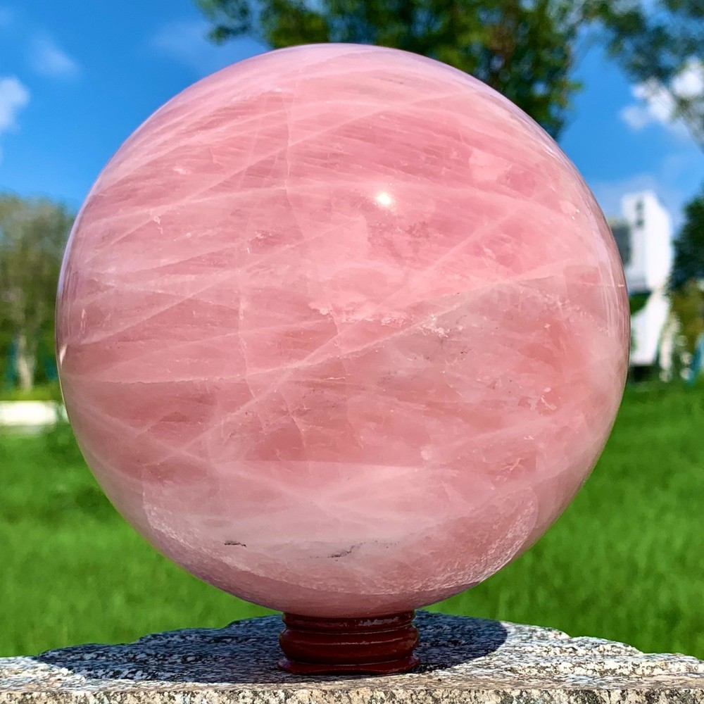 5.43LB Natural Pink Rose Quartz Sphere Crystal Ball Reiki Healing