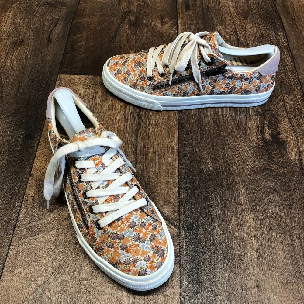 Taos Z Soul Women's Size 8 Arch Support Lace Zip Up Canvas Shoes Floral EUC!