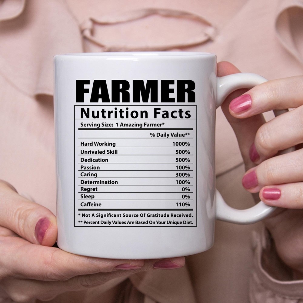 Funny Farmer Nutritional Facts White Coffee Mug