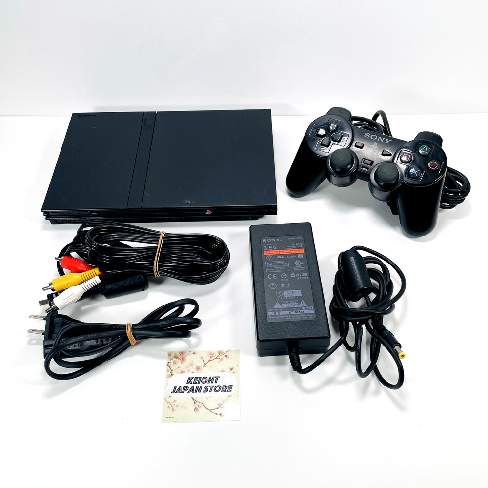 PS2 Slim SCPH-70000 Black Japanese Region with Controller and Cables