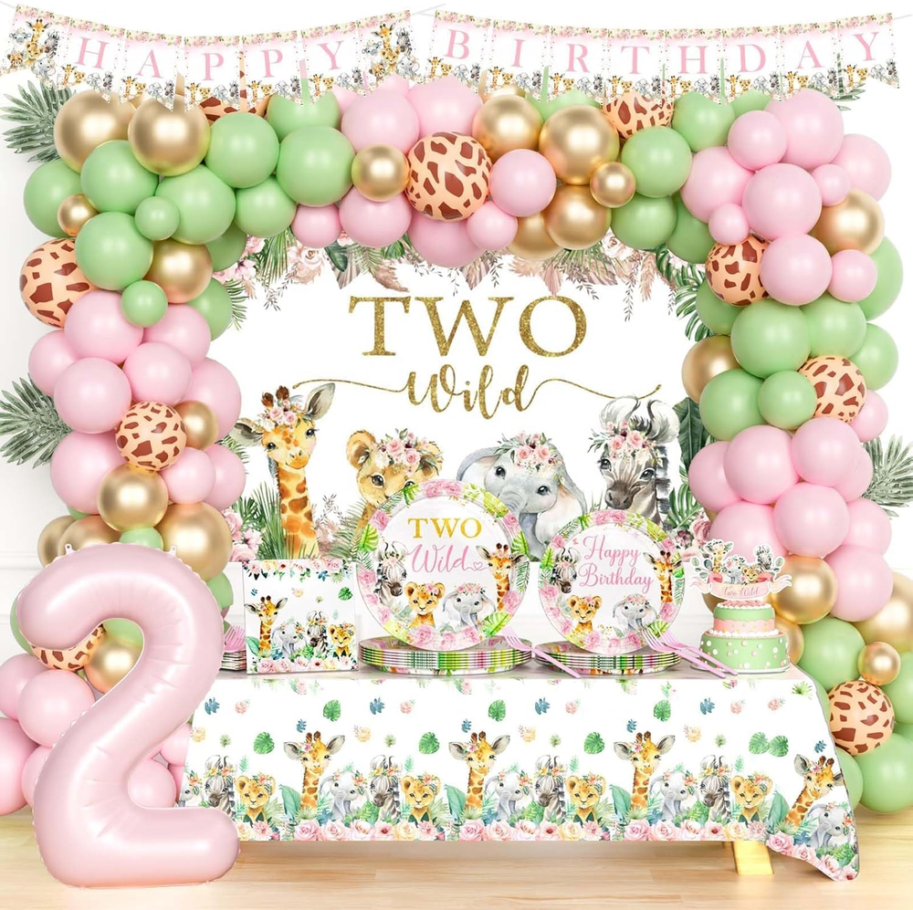 Two Wild Birthday Decorations Girl, Born Two Be Wild Birthday Decorations Girl,