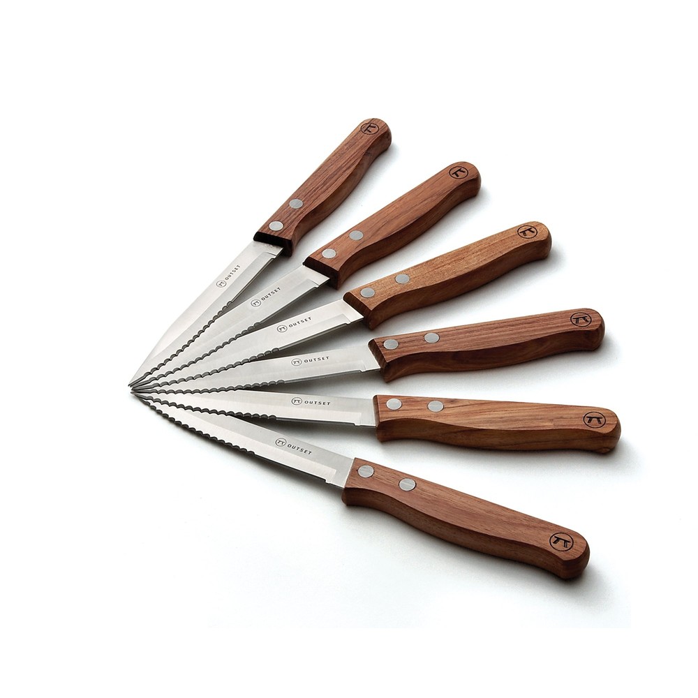 Rosewood Handle Serrated Steak Knives, Set of 6