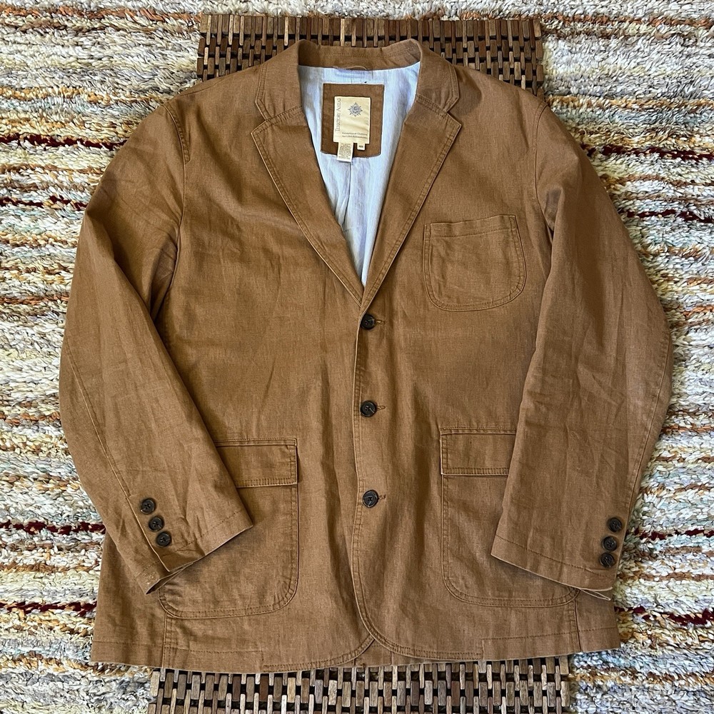 Territory Ahead Chore Coat Blazer Linen Cotton Canvas Barn XL 46R Khaki Tan