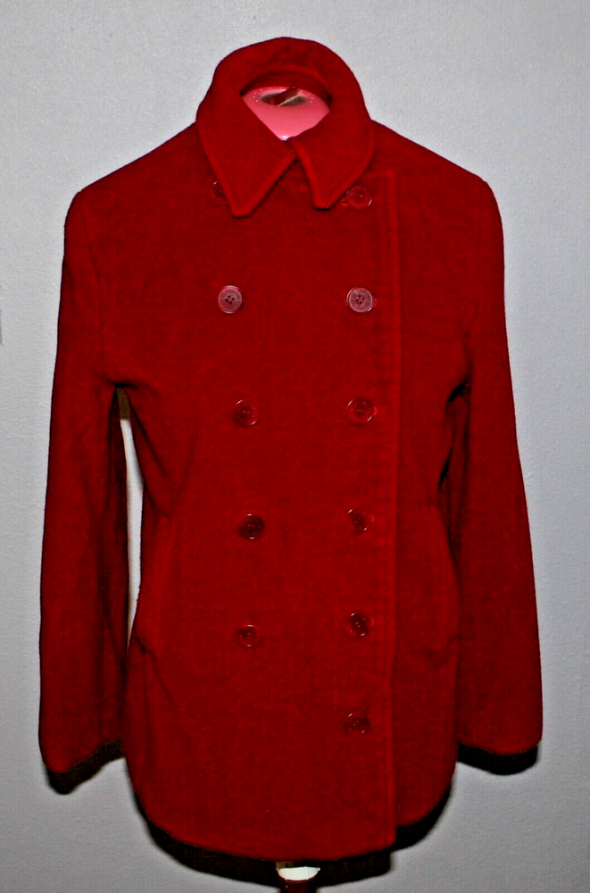 Calvin Klein red wool blend pea coat for women size 12