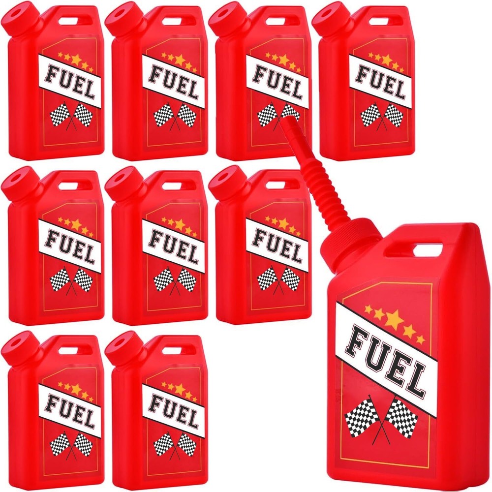 10-Pack 11oz Red Race Car Cups With Straws & Lids for Kids