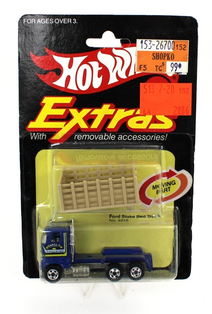 VINTAGE 1983 Hot Wheels EXTRAS No 4018 Blue SUNSET TRUCKING Ford Stake Bed Truck