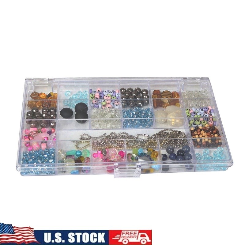21-Slot Clear Plastic Bead Organizer for Jewelry & Craft Storage