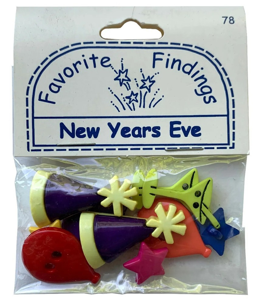 Buttons NEW YEARS EVE Novelty Assorted Pack Favorite Findings Blumenthal Lansing-image
