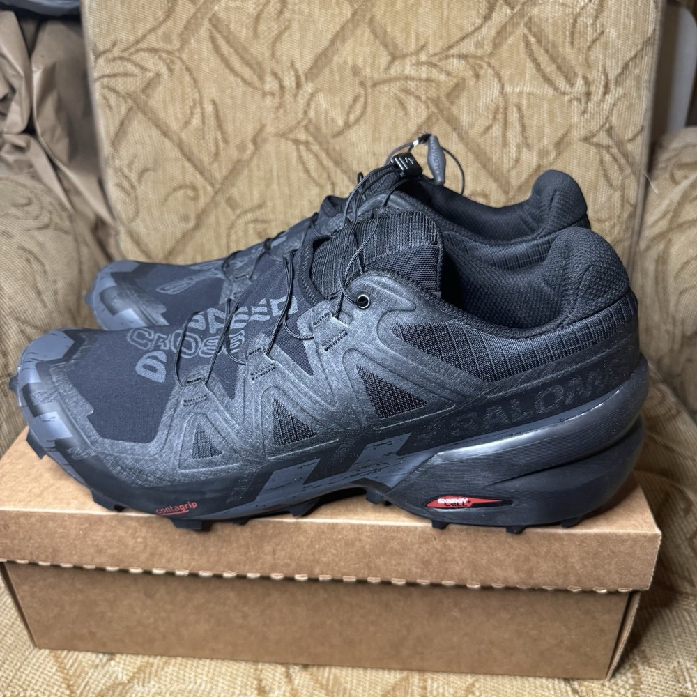 Salomon Speedcross 6 Mens Trail Running Shoes Size 13 Black Phantom Excellent Condition