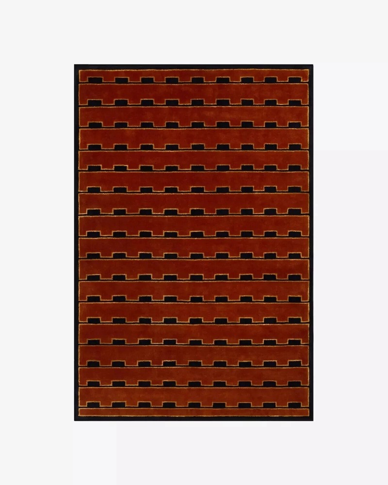 Rug Hand Tufted Wool Area Rug Color Red Geometric Abstract Design for home decor