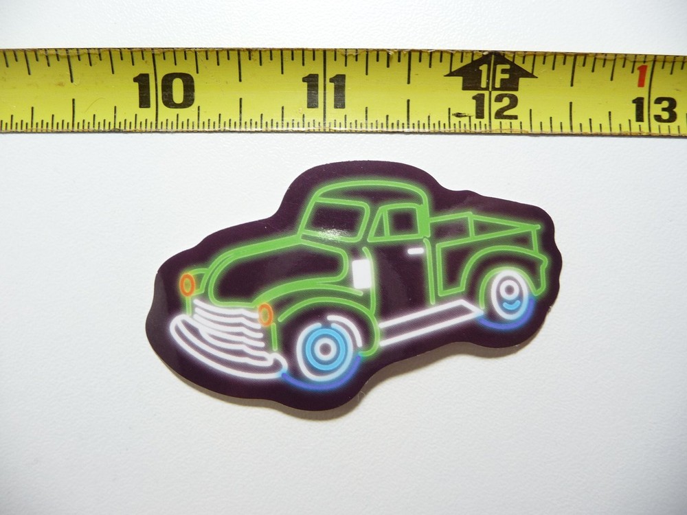 Colorful Neon Pickup Truck Decal for Garage Laptop Funny Cute Decoration