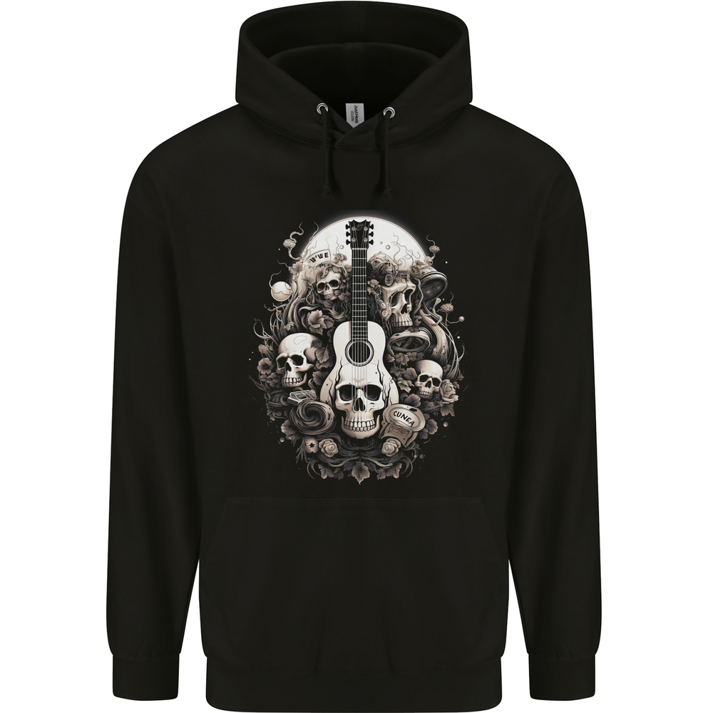 Guitar Skull Heavy Metal Rock Music Band Mens 80% Cotton Hoodie