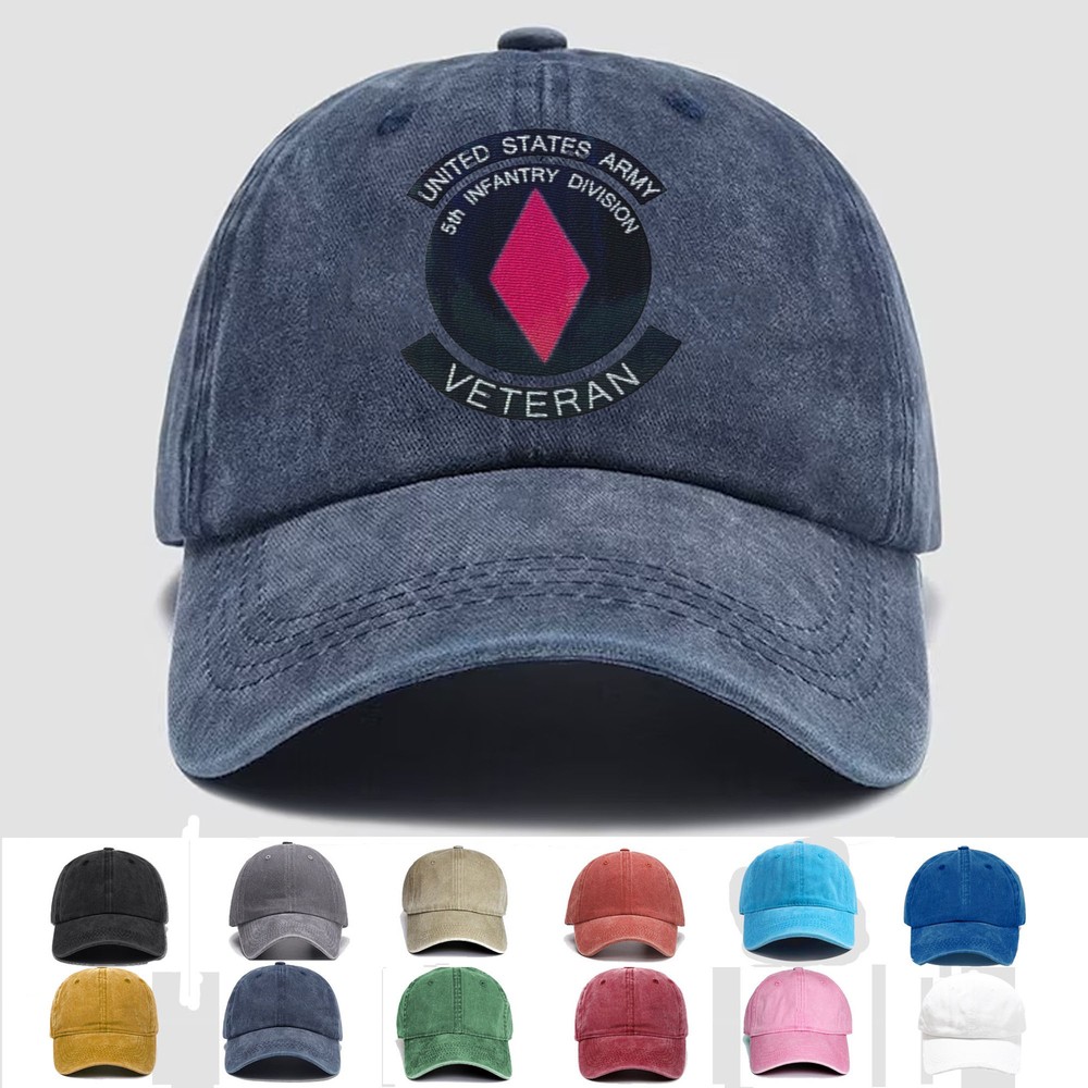 Custom Embroidered Hat US Army 5th Infantry Division Veteran, Trucker Hat, Gift