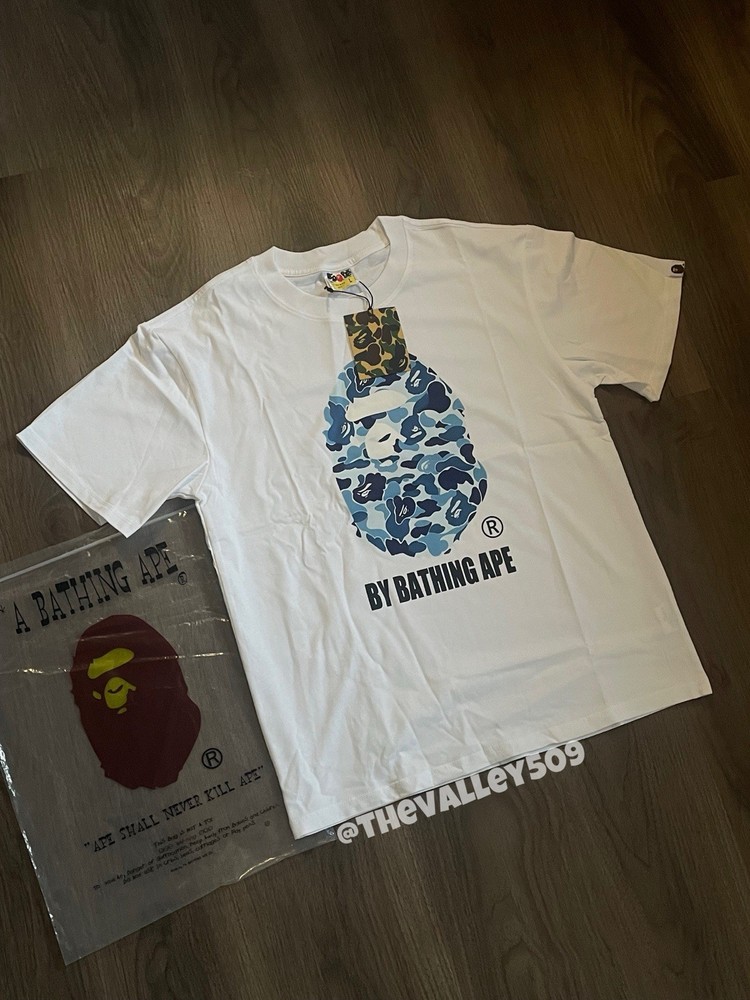 Bape ABC Camo Tee White Blue Premium Quality T-Shirt Size L