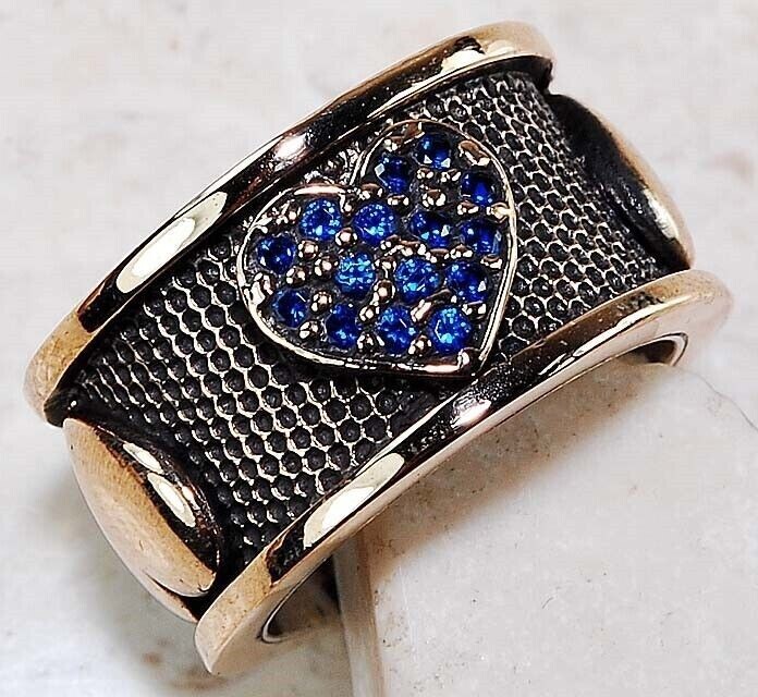 Exquisite 1CT Treated Sapphire Sterling Silver Ring in Ottoman Style Size 7.5