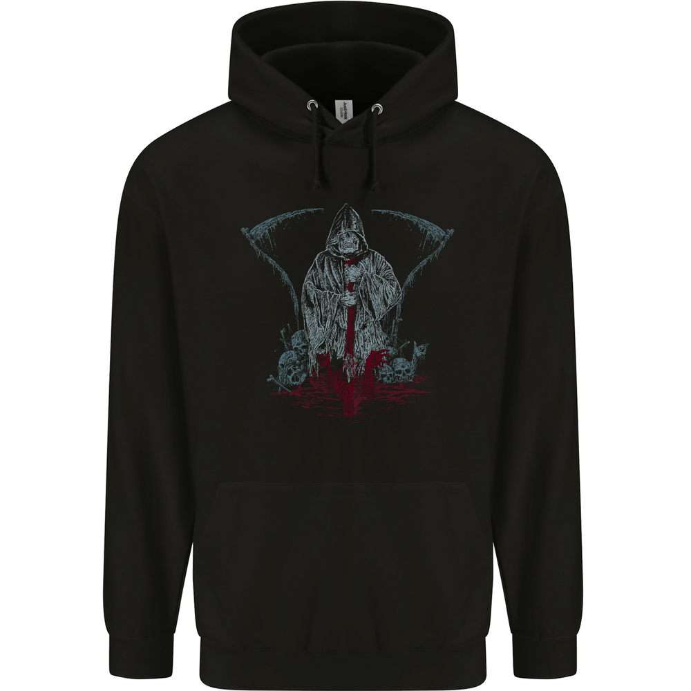 Grungy Grim Reaper Satanic Skulls Heavy Metal Cotton Hoodie for Men
