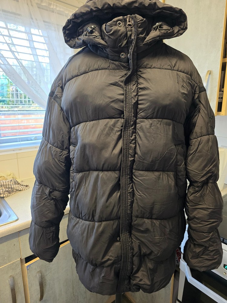 SUPERDRY  CODE SPRTSWEAR XP-D BLACK HOODED PUFFER COAT UK 16