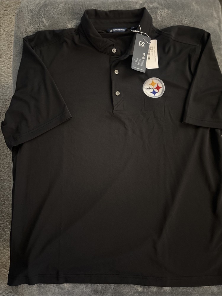 NWT Men’s XL Pittsburgh Steelers Cutter And Buck Brand Black Golf Polo