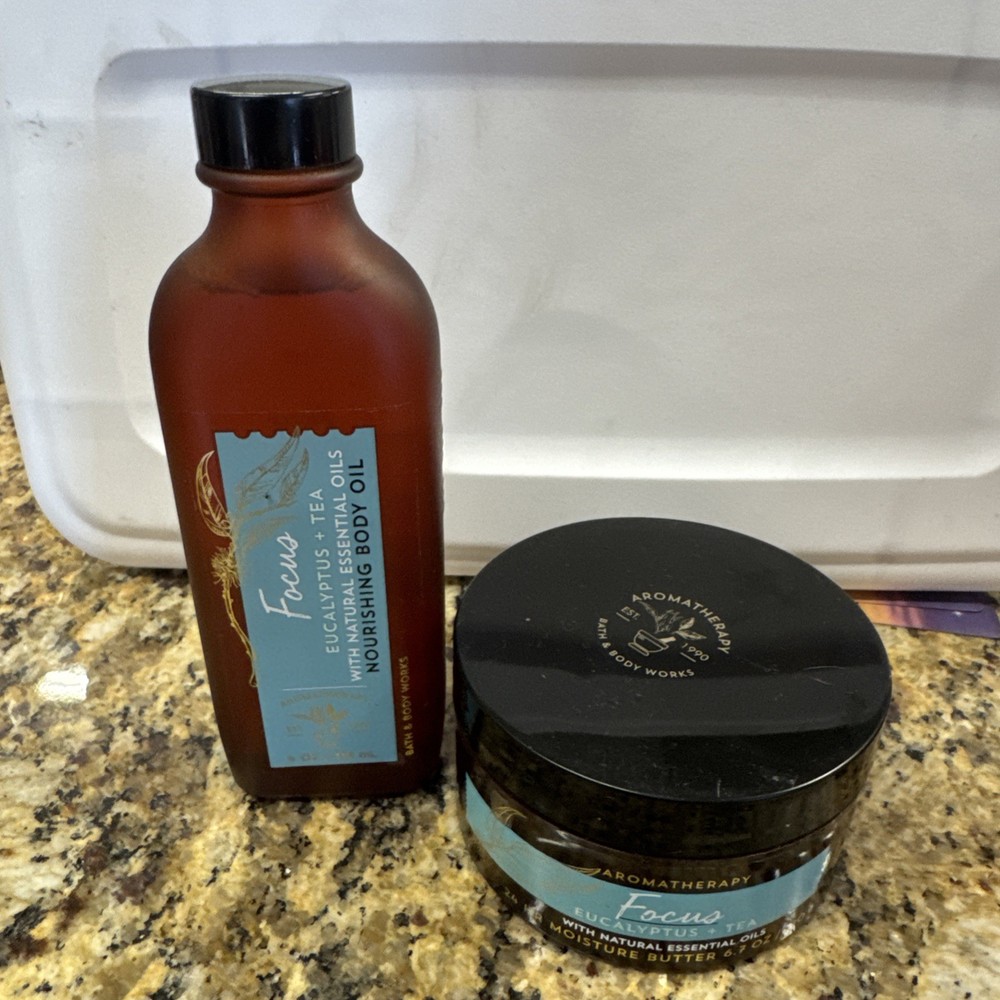 2 Bath & Body Works Aromatherapy Focus Eucalyptus Tea 24 HR Moisture Butter