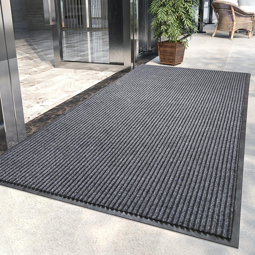 3x5 Commercial Grade Striped Brush Doormat with Moisture Guard