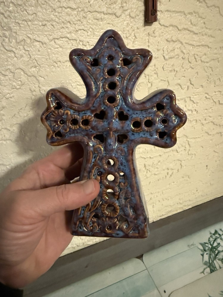 Glass Cross Tealight Holder