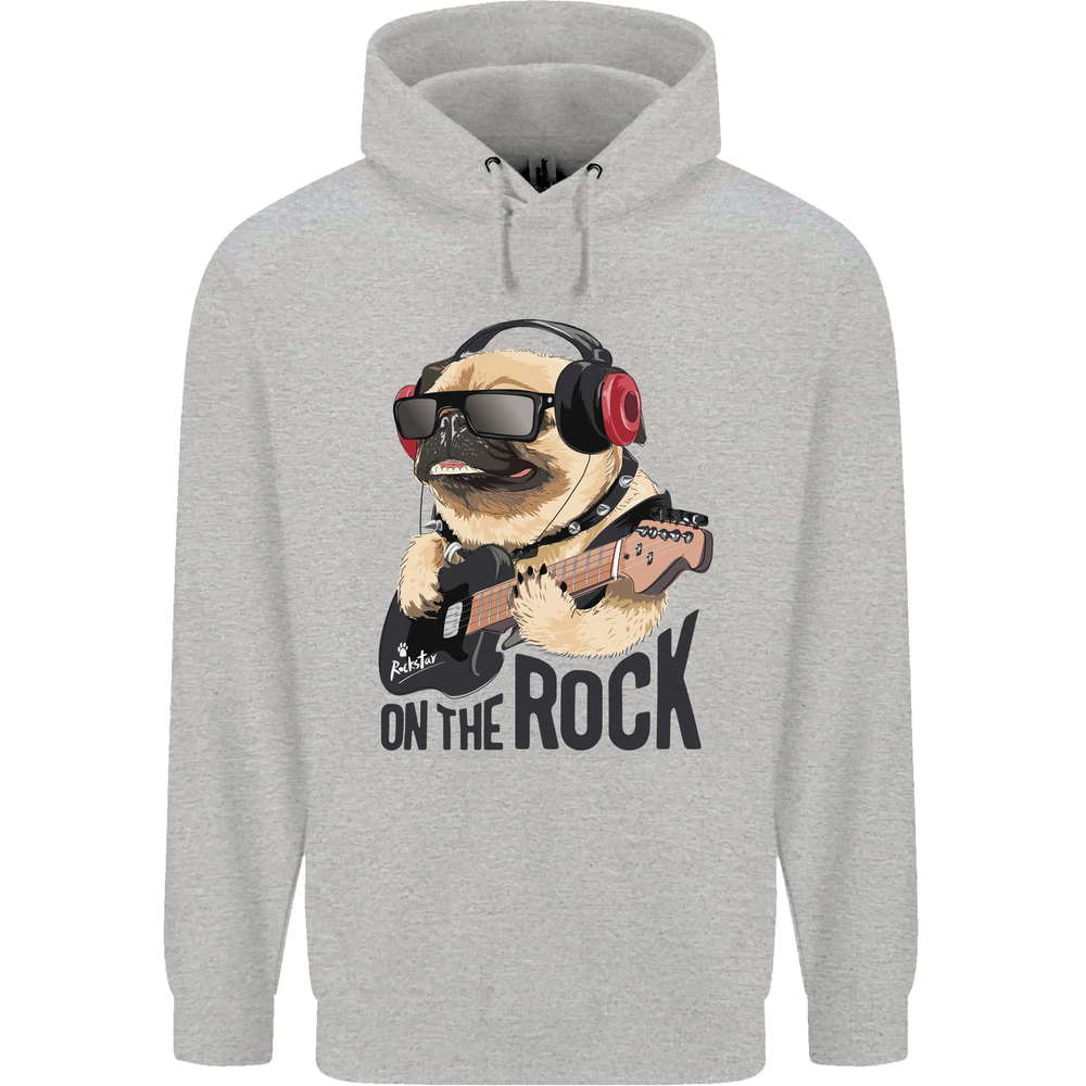 Rock n Roll Pug Funny Guitar Heavy Metal Hoodie for Men - 80% Cotton