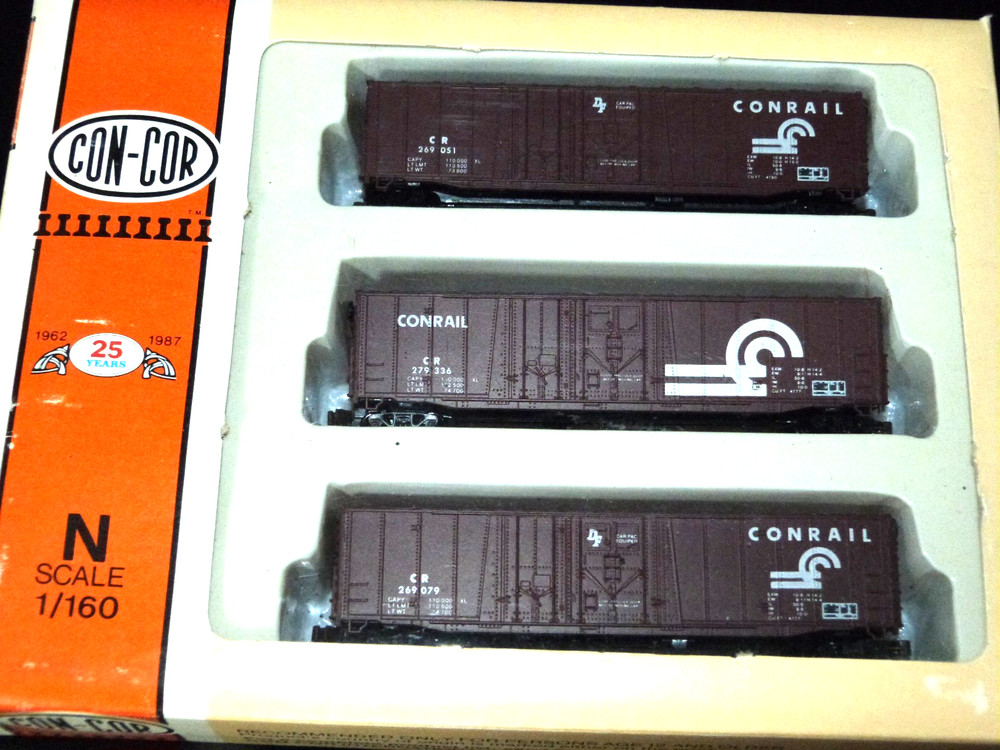 N Scale Con-Cor Conrail 3-pak 50' Grain Door Boxcars