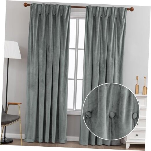 Luxury Velvet Room Darkening Curtains 52x108 Inches 2-Panel Set Dark Grey
