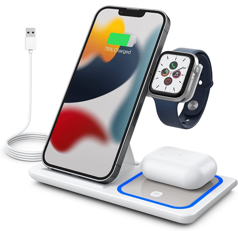 3-in-1 Fast Wireless Charging Dock for iPhone 16 15 14 Apple Watch AirPods