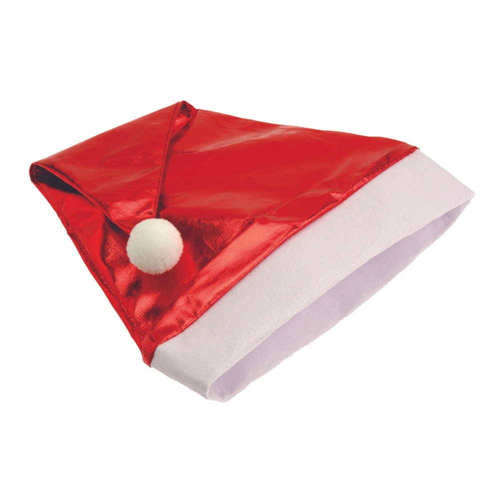 Seasonal Metallic Santa Christmas Polyester Hat, Red White, One-Size 17.5 in-image