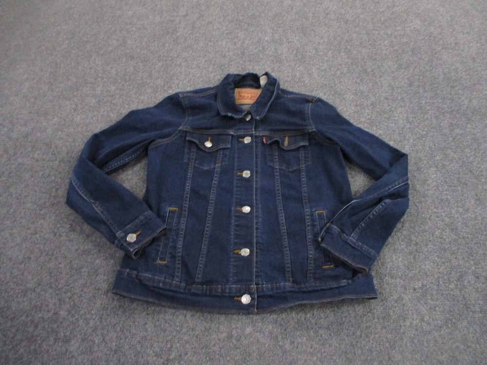 Levi Jacket Adult M Blue Denim Jean Trucker Outdoors Pockets Workwear Womens