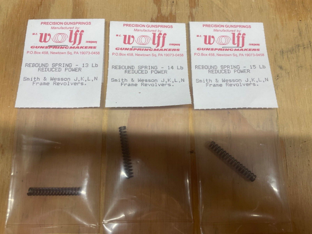 SMITH & WESSON REVOLVER J/K/L/N FRAME REBOUND SPRINGS BY WOLFF SPRINGS -LOT OF 3