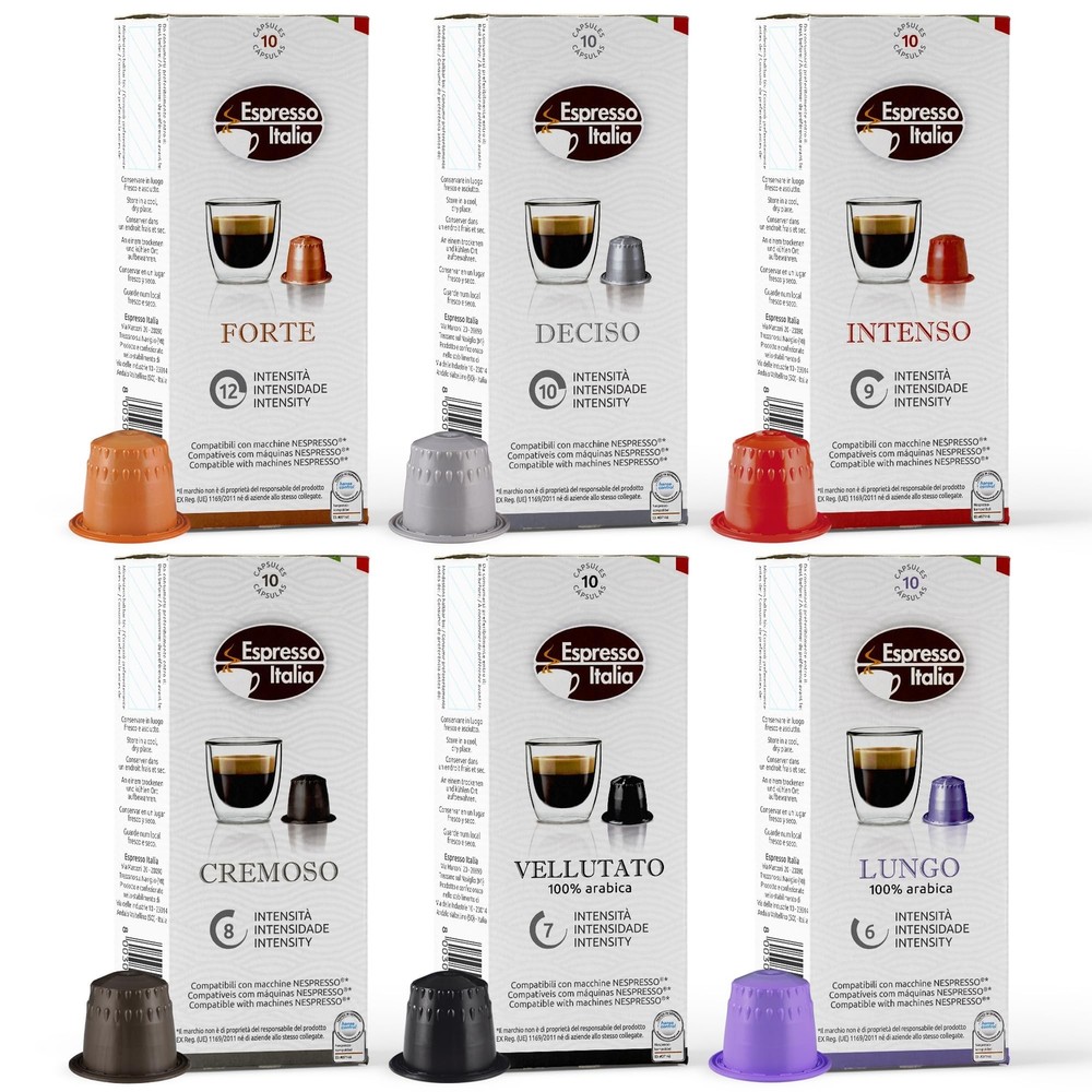 Espresso Italia Variety Pack Capsules for Nespresso 100 Count Coffee Pods