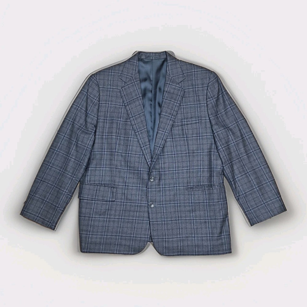 Vtg Loro Piana Superfine Wool Blazer Sport Coat Jacket Mens 46R Gray Plaid Suit