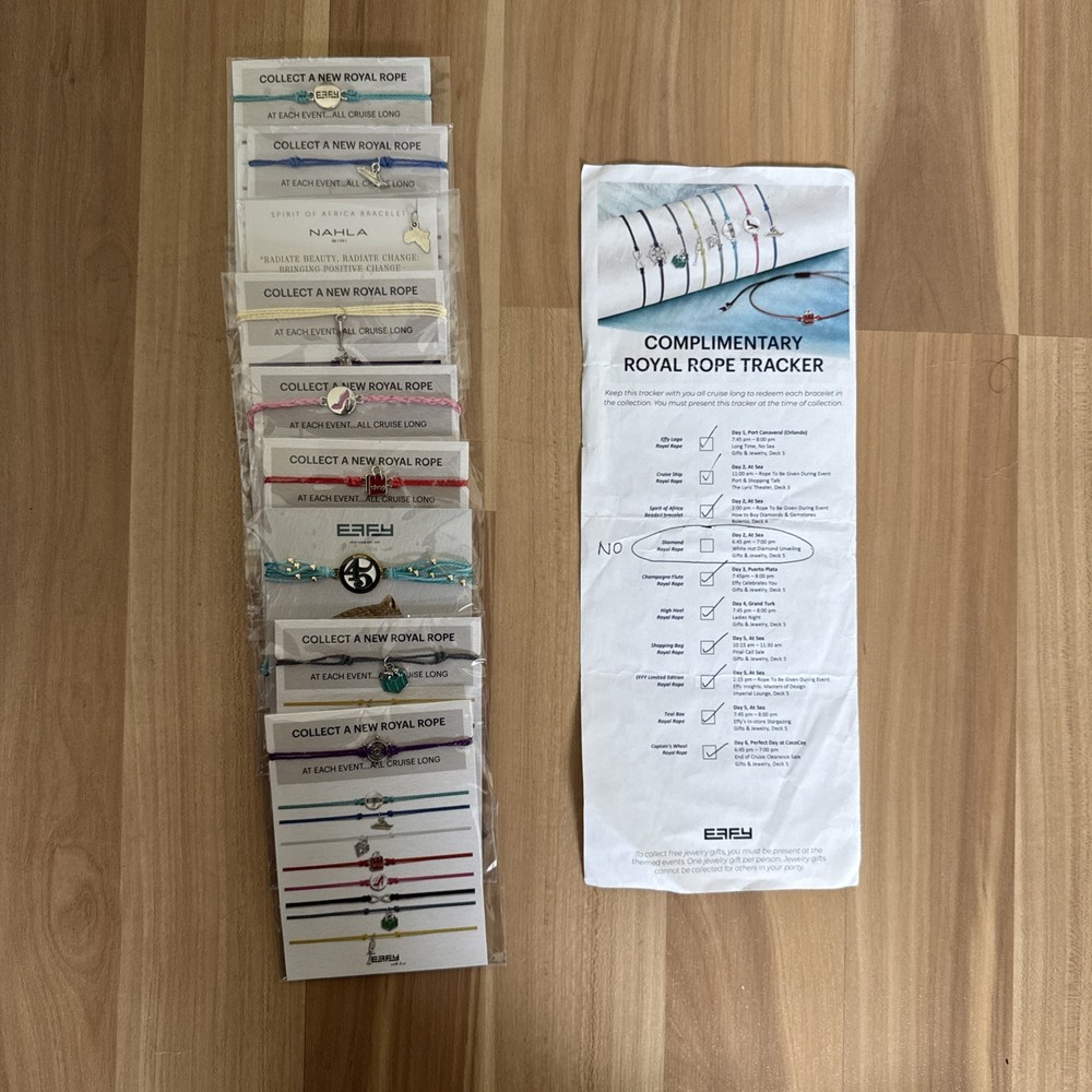 Effy Royal Caribbean Rope Charm Bracelets Lot of 9