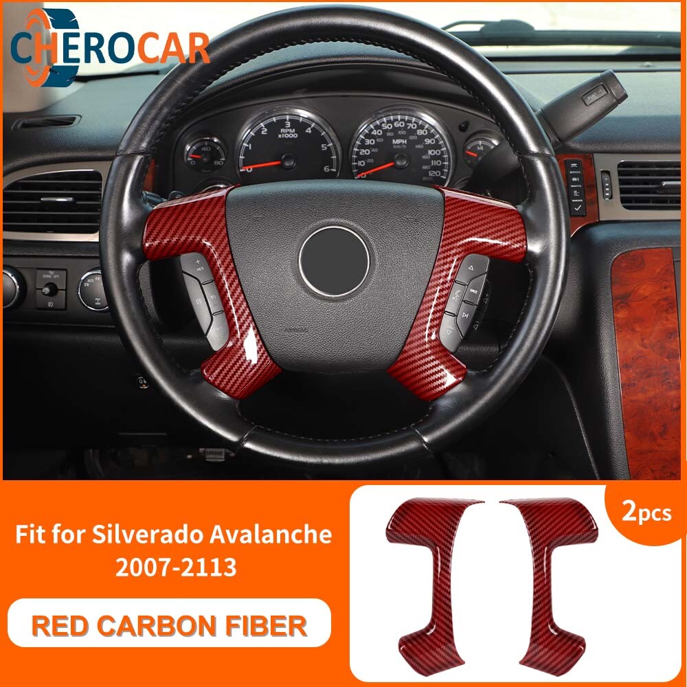 Red Carbon Steering Wheel Trim For Suburban Tahoe Avalanche 2007-13 Accessories