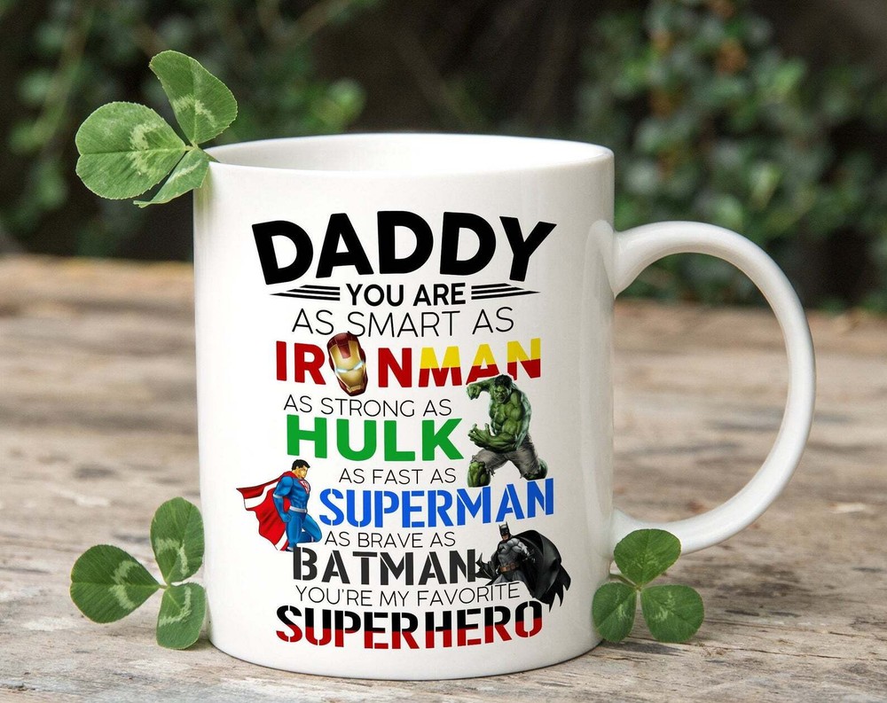 Personalized Daddy Superhero Coffee Mug Daddy You Are As Smart As Iron Man Dad