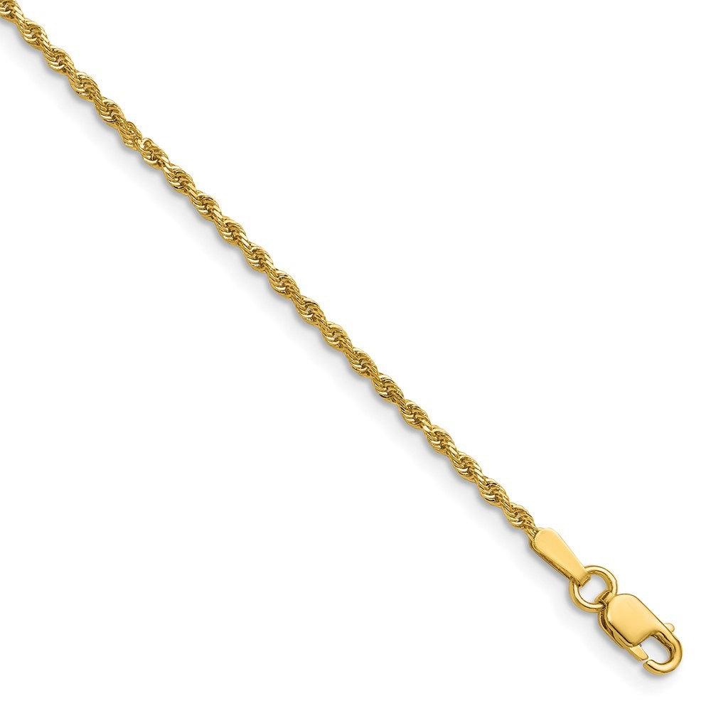 14k Yellow Gold 1.5mm Diamond-cut Rope with Lobster Clasp Chain Necklace 16