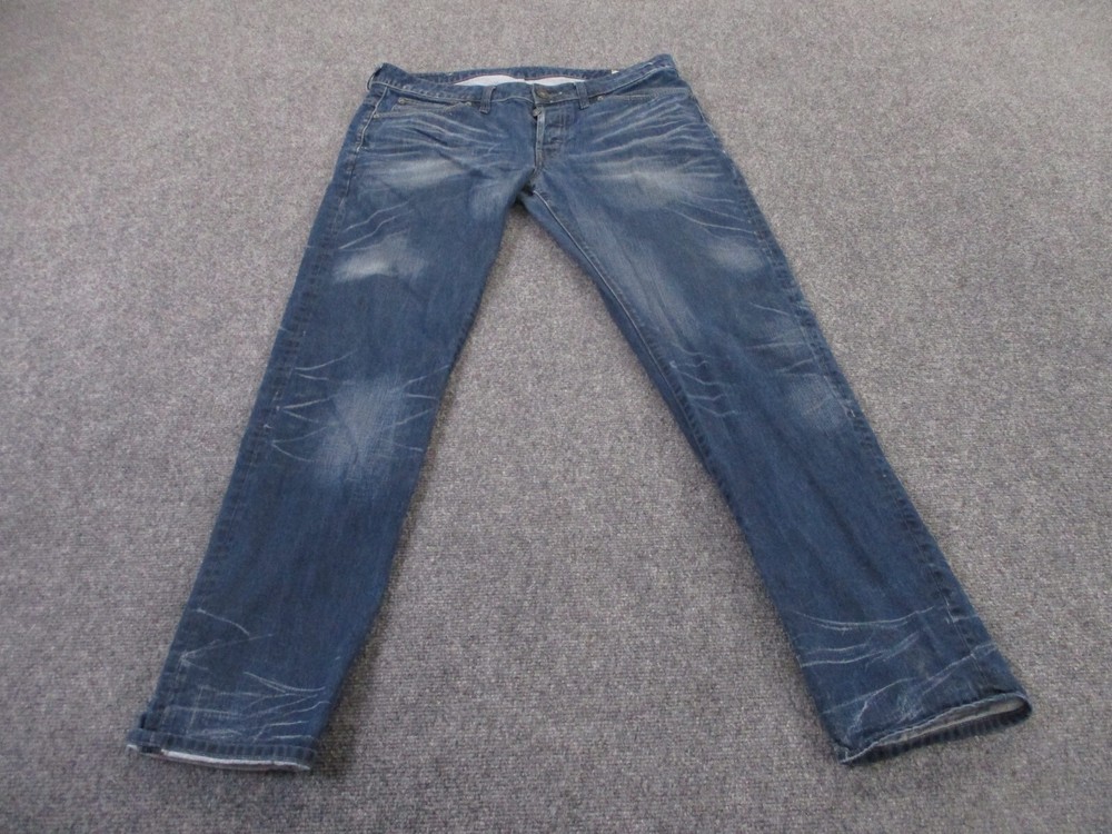 G Star Jeans Mens 36 X 34 Denim Raw Faded Straight Leg Low Tapered 3301 Adult