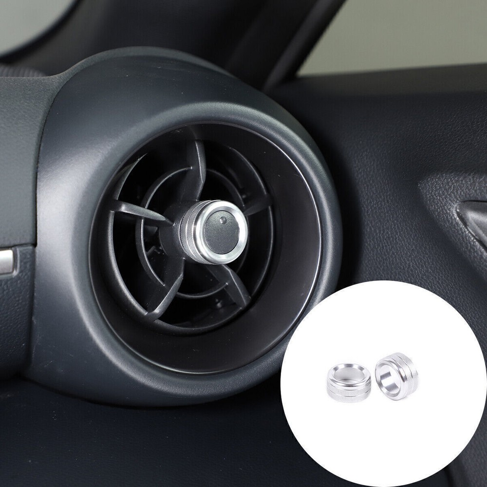 Silver Alloy Console L&R AC Switch Knob Ring Trim For Subaru BRZ GR86 2022-2024