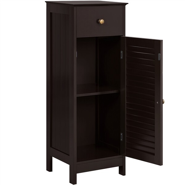 US Wooden Storage Floor Cabinet with Drawer and Single Shutter Door for Bathroom