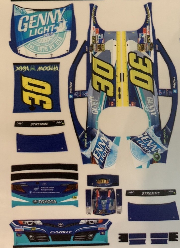 2013 David Stremme #30 Genny Light 1/64 NASCAR Peel & Stick Decals