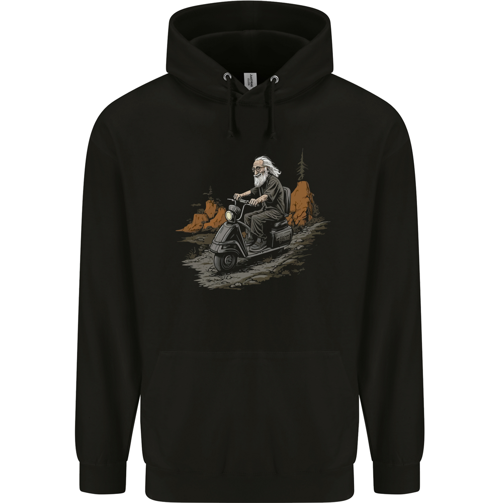 Old School Scooter Rider Moped Man Mens 80% Cotton Hoodie