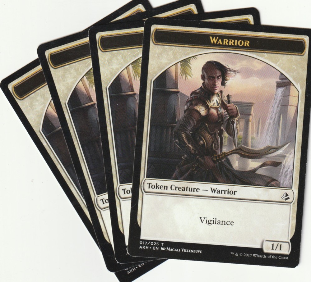 4 MTG Warrior Token Creature Card Set - AKH/EN 2017 Magic Gathering Playset