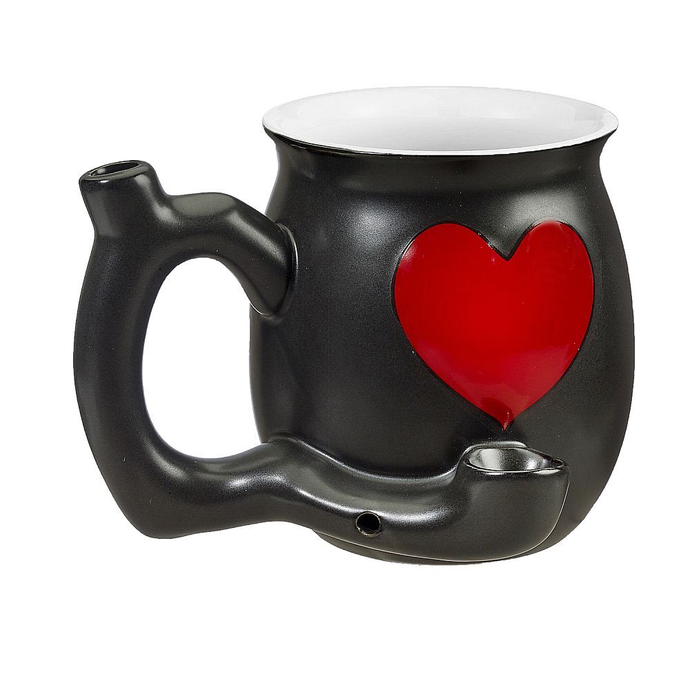 Red Heart Tobacco Pipe -For Tobacco Smoking & Other Smokables -Plus Mug