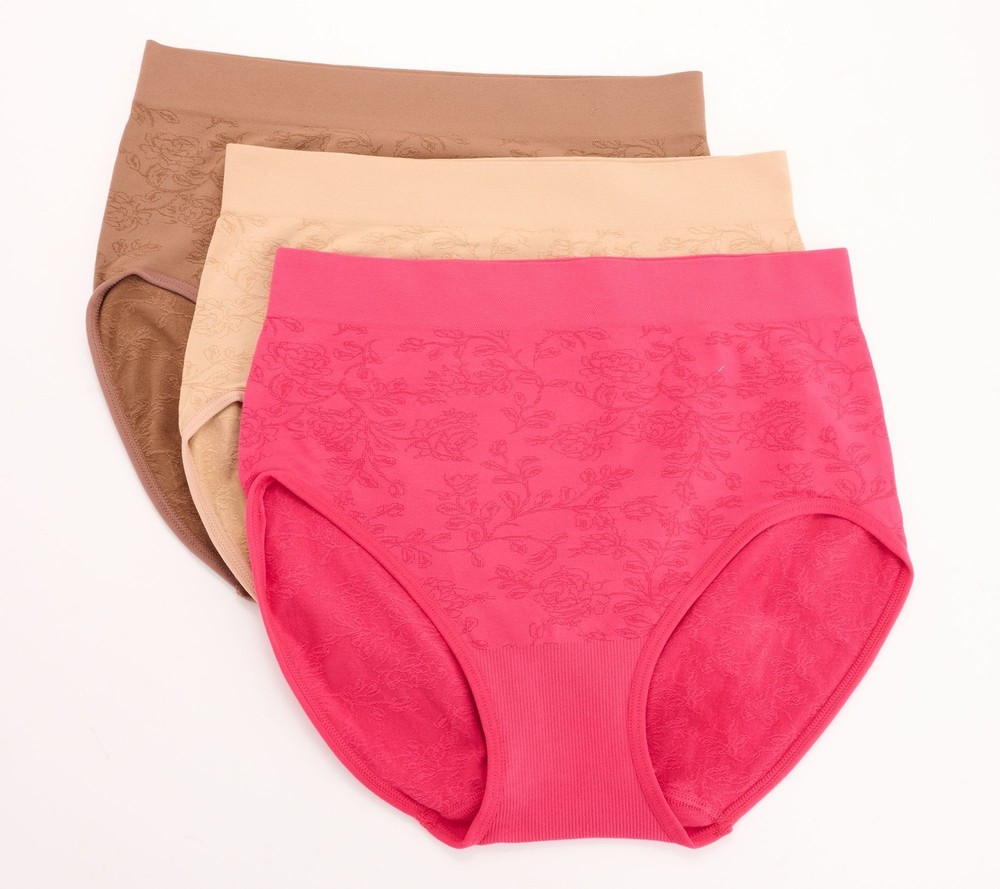 Breezies Women's Plus Sz Panties 2X Seamless Floral Jacquard Full Red A648393