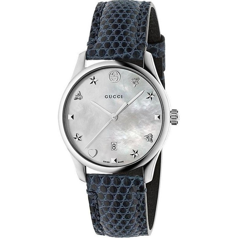Gucci G-Timeless Mother-of-Pearl Dial Leather Watch for Women