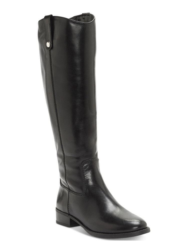 INC Womens Black V Fawne Round Toe Block Heel Leather Riding Boot 6.5 M