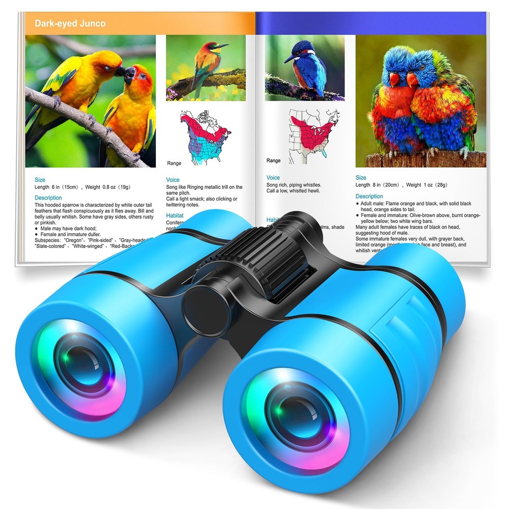 Toys for Boys Ages 3-7 LET'S GO Kids Binoculars with Bird Watching Manual for...