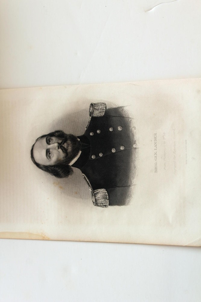 1866 Genuine Antique Civil War Steel Plate Engraving of General Lander